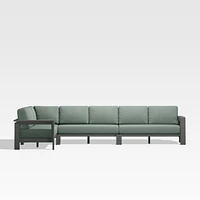 Walker Metal 4-Piece L-Shaped Outdoor Sectional Sofa with Canvas Spa Blue Sunbrella ® Cushions