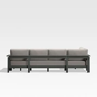 Walker Metal 4-Piece Right Arm Chaise Outdoor Sectional Sofa with Cast Ash Brown Sunbrella ® Cushions