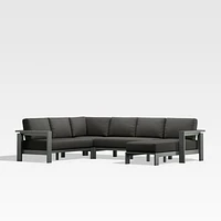 Walker Metal 4-Piece Right Arm Chaise Outdoor Sectional Sofa with Cast Charcoal Grey Sunbrella ® Cushions
