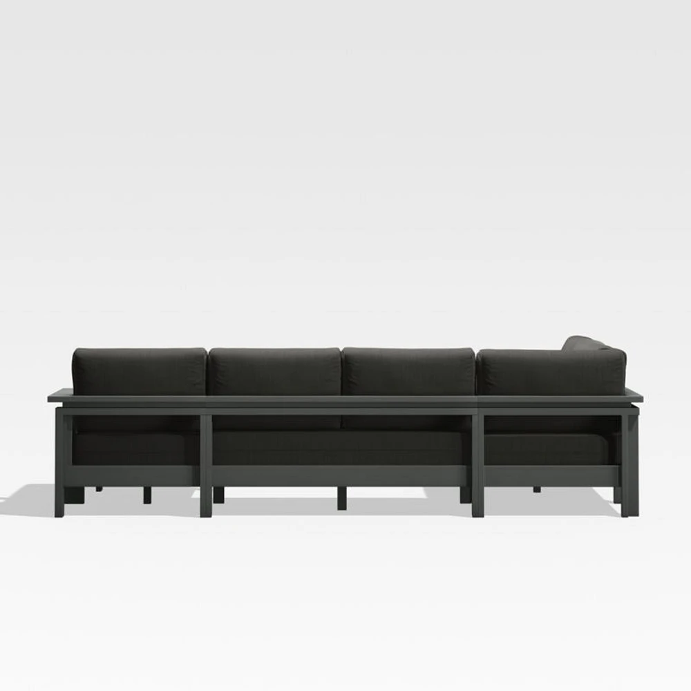 Walker Metal 4-Piece Right Arm Chaise Outdoor Sectional Sofa with Cast Charcoal Grey Sunbrella ® Cushions