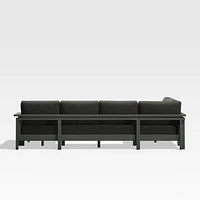 Walker Metal 4-Piece Right Arm Chaise Outdoor Sectional Sofa with Cast Charcoal Grey Sunbrella ® Cushions