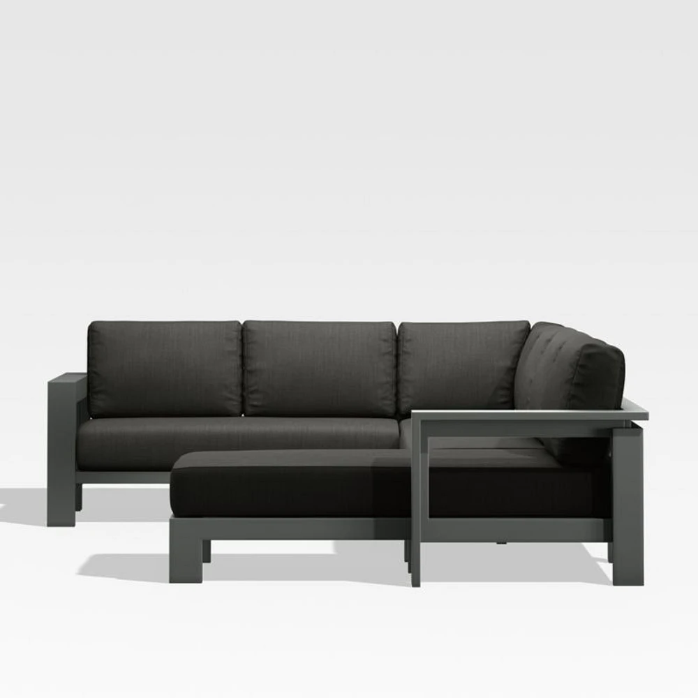 Walker Metal 4-Piece Right Arm Chaise Outdoor Sectional Sofa with Cast Charcoal Grey Sunbrella ® Cushions