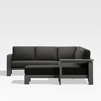 Walker Metal 4-Piece Right Arm Chaise Outdoor Sectional Sofa with Cast Charcoal Grey Sunbrella ® Cushions