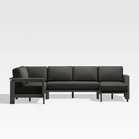 Walker Metal 4-Piece Right Arm Chaise Outdoor Sectional Sofa with Cast Charcoal Grey Sunbrella ® Cushions