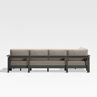 Walker Metal 4-Piece Right Arm Chaise Outdoor Sectional Sofa with Canvas Flax Beige Sunbrella ® Cushions