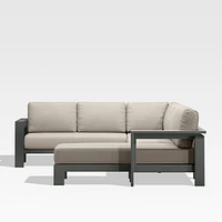 Walker Metal 4-Piece Right Arm Chaise Outdoor Sectional Sofa with Canvas Flax Beige Sunbrella ® Cushions