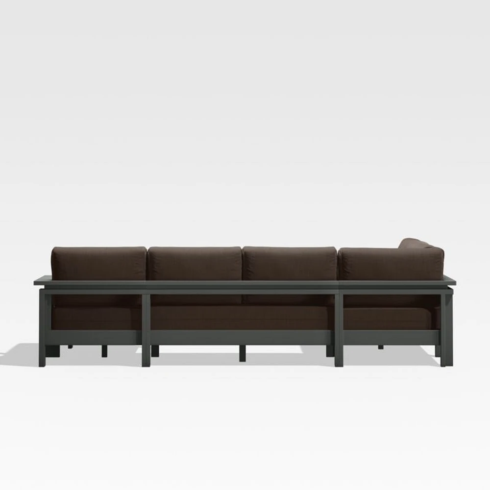 Walker Metal 4-Piece Right Arm Chaise Outdoor Sectional Sofa with Canvas Java Brown Sunbrella ® Cushions