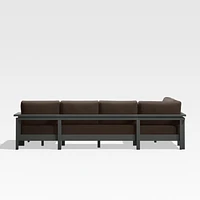 Walker Metal 4-Piece Right Arm Chaise Outdoor Sectional Sofa with Canvas Java Brown Sunbrella ® Cushions