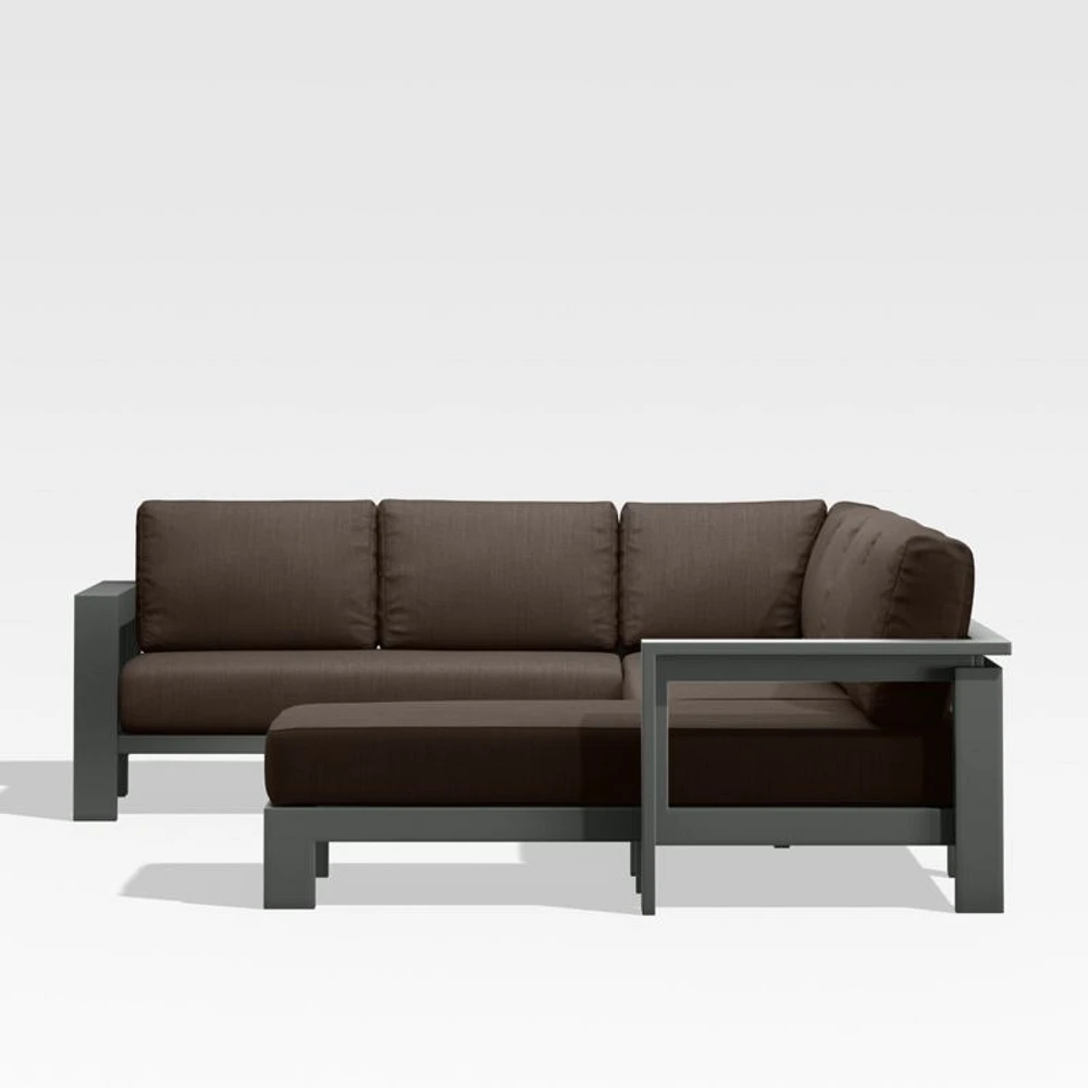Walker Metal 4-Piece Right Arm Chaise Outdoor Sectional Sofa with Canvas Java Brown Sunbrella ® Cushions