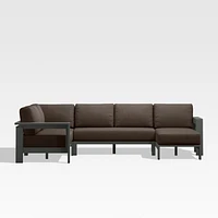 Walker Metal 4-Piece Right Arm Chaise Outdoor Sectional Sofa with Canvas Java Brown Sunbrella ® Cushions