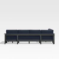 Walker Metal 4-Piece Right Arm Chaise Outdoor Sectional Sofa with Canvas Navy Blue Sunbrella ® Cushions
