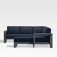 Walker Metal 4-Piece Right Arm Chaise Outdoor Sectional Sofa with Canvas Navy Blue Sunbrella ® Cushions
