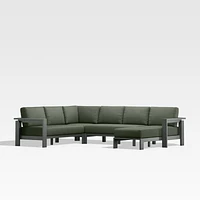 Walker Metal 4-Piece Right Arm Chaise Outdoor Sectional Sofa with Cast Sage Green Sunbrella ® Cushions