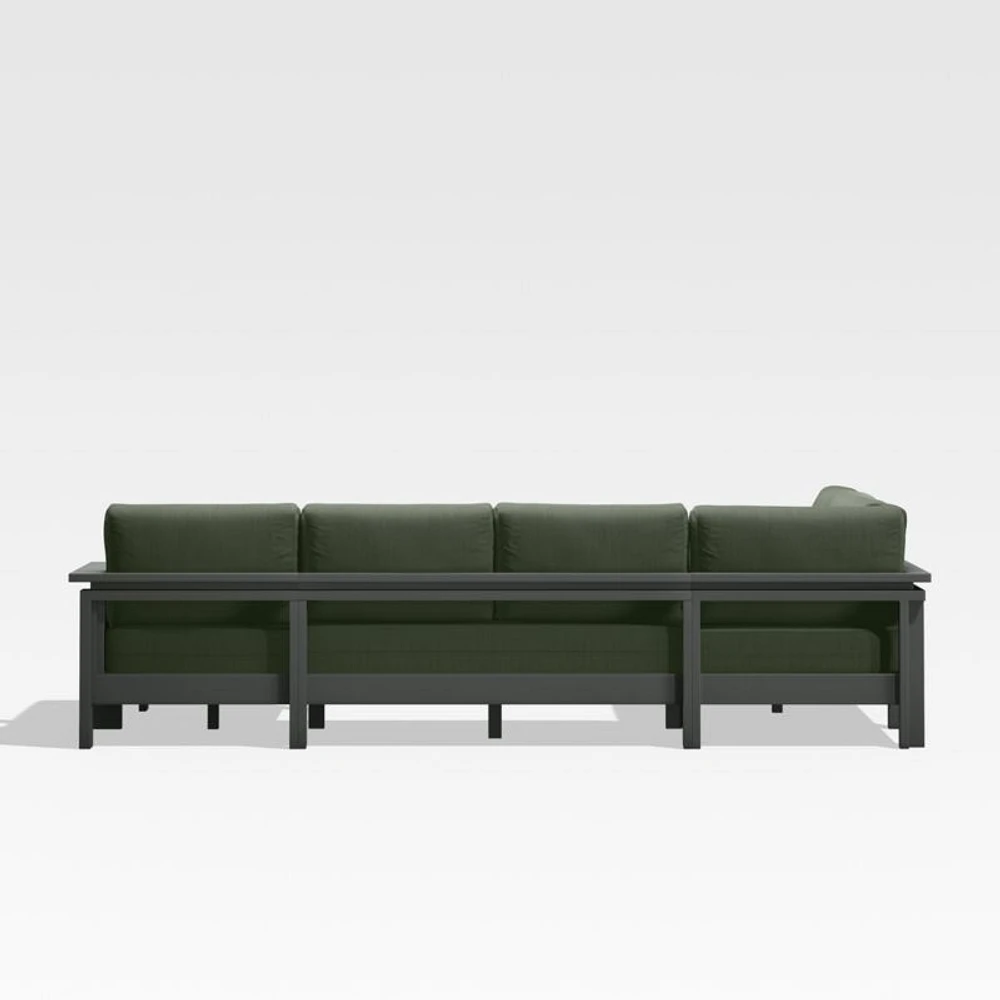 Walker Metal 4-Piece Right Arm Chaise Outdoor Sectional Sofa with Cast Sage Green Sunbrella ® Cushions