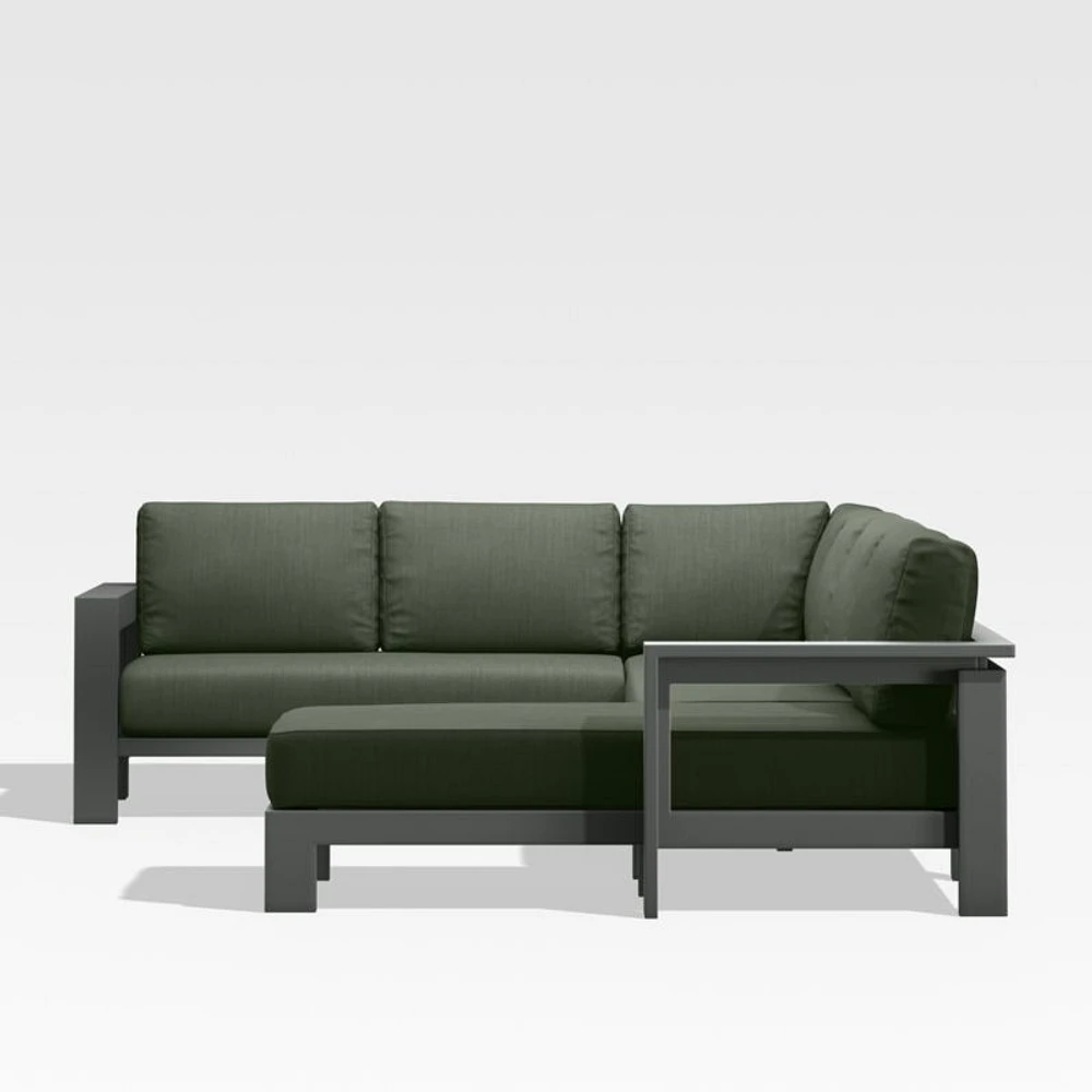 Walker Metal 4-Piece Right Arm Chaise Outdoor Sectional Sofa with Cast Sage Green Sunbrella ® Cushions