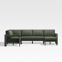 Walker Metal 4-Piece Right Arm Chaise Outdoor Sectional Sofa with Cast Sage Green Sunbrella ® Cushions