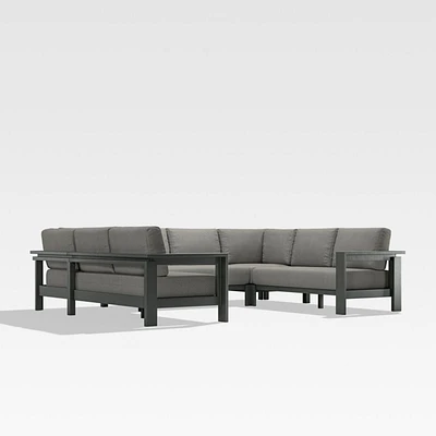 Walker -Piece Metal Outdoor Sectional with Canvas Charcoal Sunbrella ® Cushions