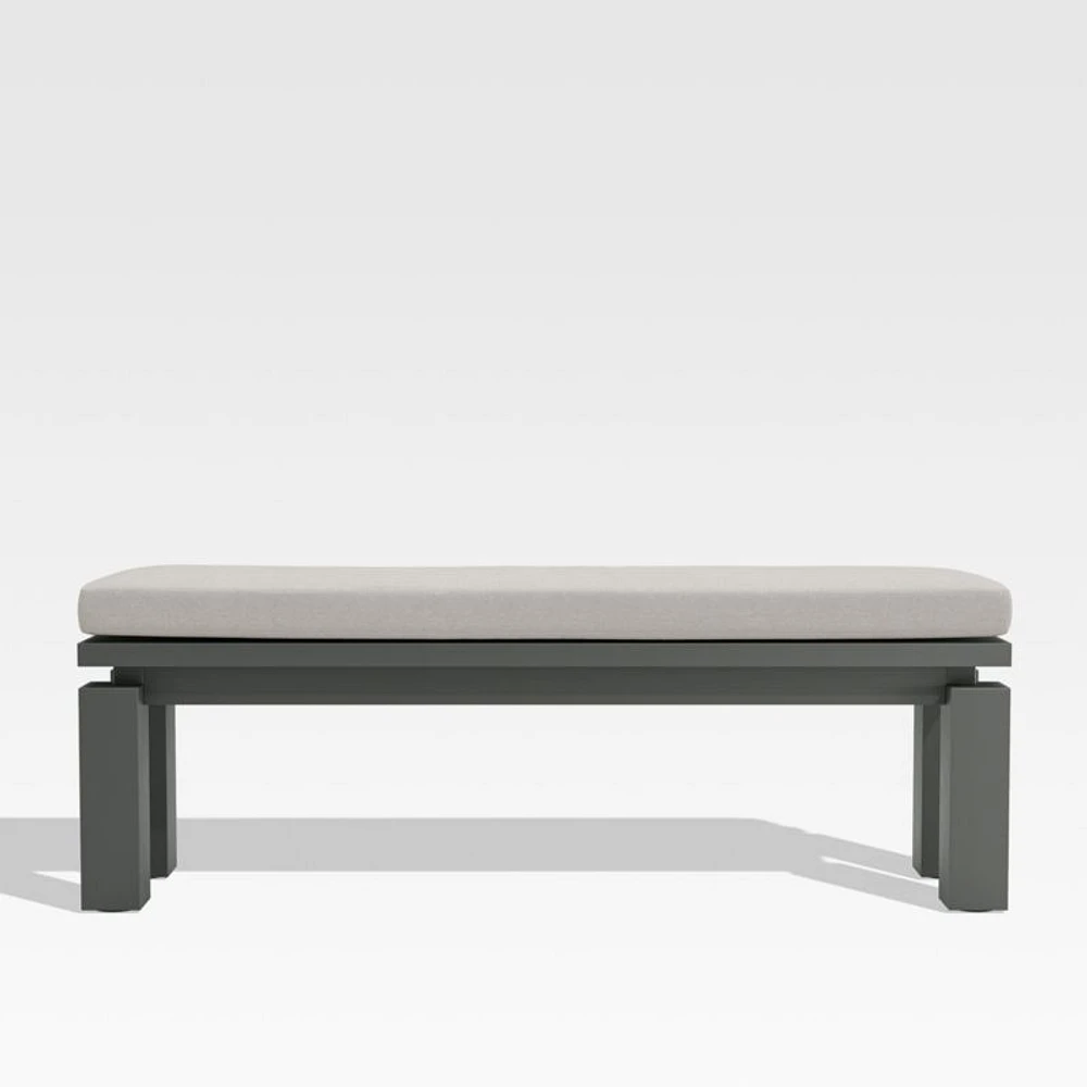 Walker Metal Outdoor Dining Bench with Cast Ash Brown Sunbrella ® Cushion