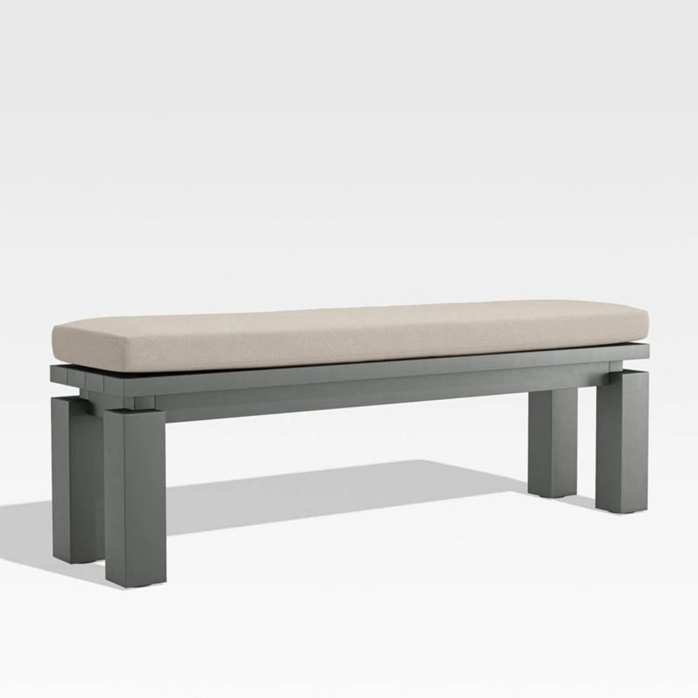 Walker Metal Outdoor Dining Bench with Canvas Flax Beige Sunbrella ® Cushion