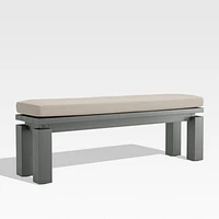 Walker Metal Outdoor Dining Bench with Canvas Flax Beige Sunbrella ® Cushion