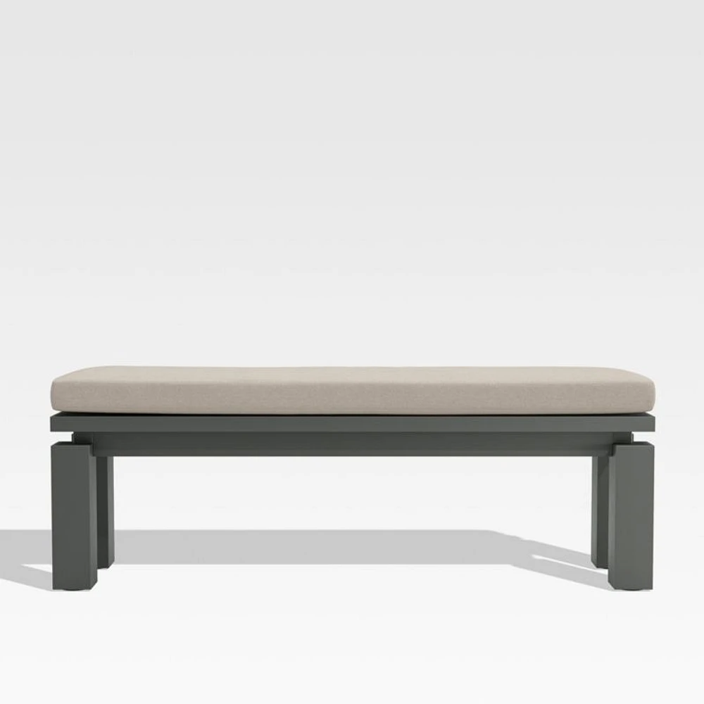 Walker Metal Outdoor Dining Bench with Canvas Flax Beige Sunbrella ® Cushion