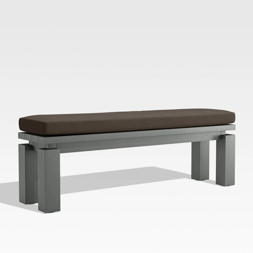 Walker Metal Outdoor Dining Bench with Canvas Java Brown Sunbrella ® Cushion