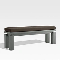 Walker Metal Outdoor Dining Bench with Canvas Java Brown Sunbrella ® Cushion