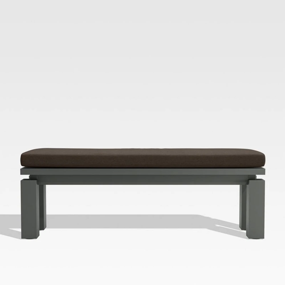 Walker Metal Outdoor Dining Bench with Canvas Java Brown Sunbrella ® Cushion