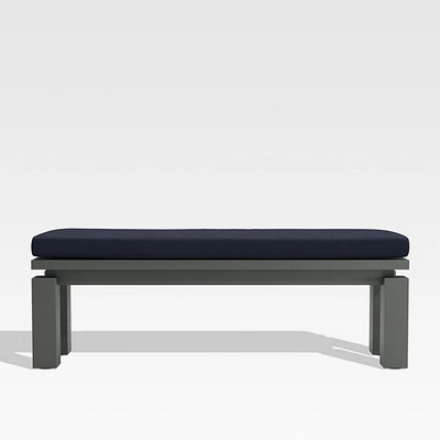 Walker Metal Outdoor Dining Bench with Canvas Navy Blue Sunbrella ® Cushion