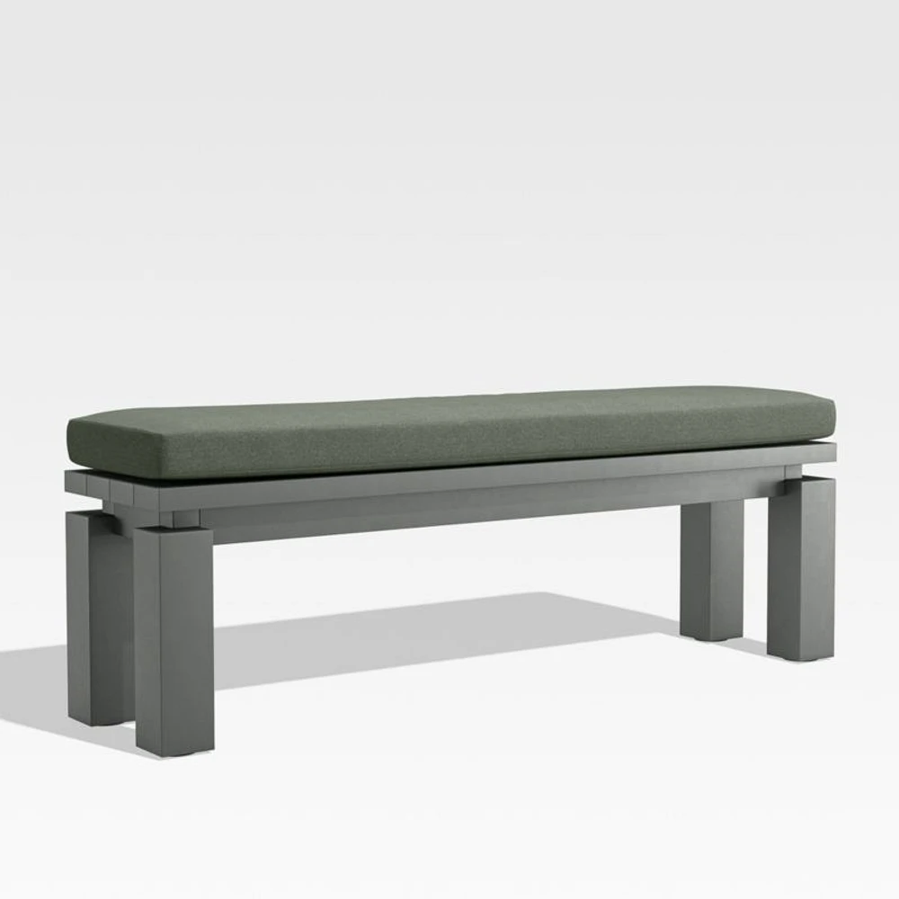 Walker Metal Outdoor Dining Bench with Cast Sage Green Sunbrella ® Cushion