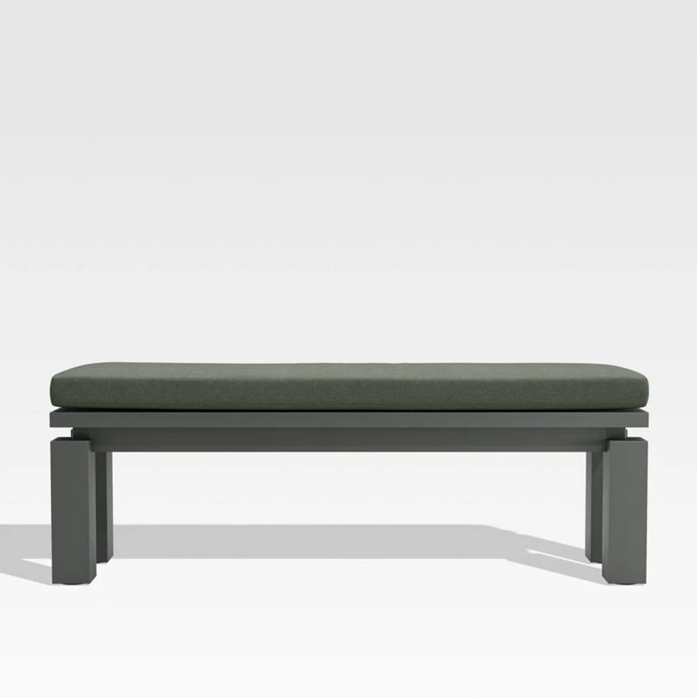 Walker Metal Outdoor Dining Bench with Cast Sage Green Sunbrella ® Cushion