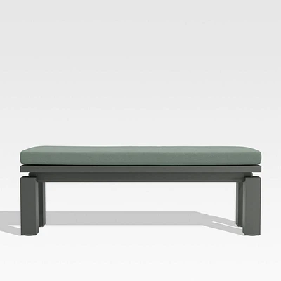 Walker Metal Outdoor Dining Bench with Canvas Spa Blue Sunbrella ® Cushion