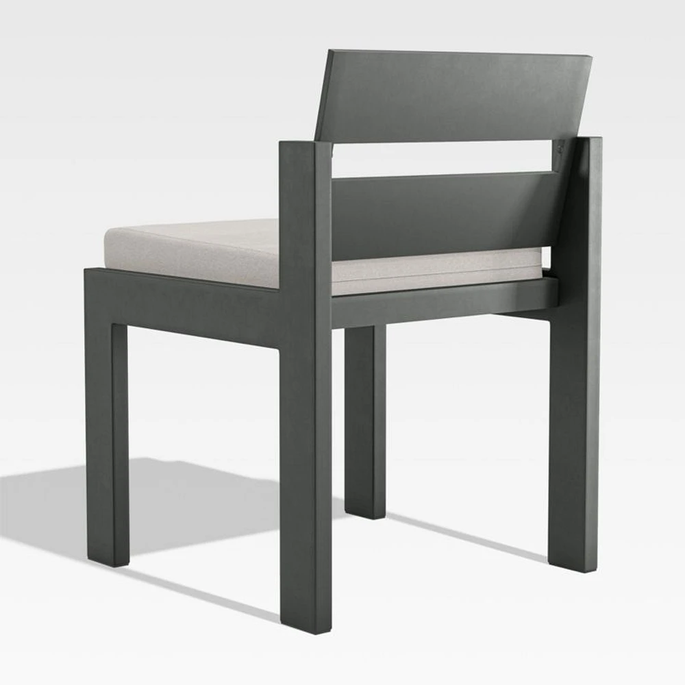 Walker Metal Outdoor Dining Side Chair with Cast Ash Brown Sunbrella ® Cushions