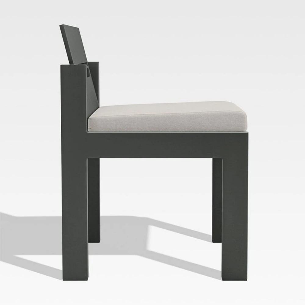 Walker Metal Outdoor Dining Side Chair with Cast Ash Brown Sunbrella ® Cushions
