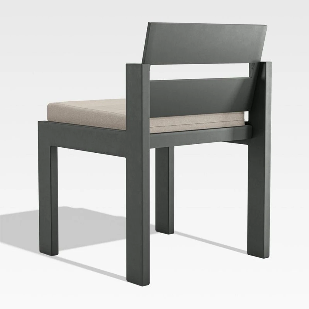 Walker Metal Outdoor Dining Side Chair with Canvas Flax Beige Sunbrella ® Cushions