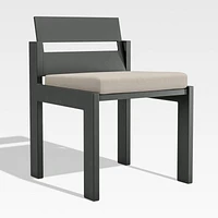 Walker Metal Outdoor Dining Side Chair with Canvas Flax Beige Sunbrella ® Cushions