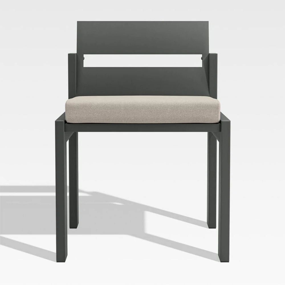 Walker Metal Outdoor Dining Side Chair with Canvas Flax Beige Sunbrella ® Cushions