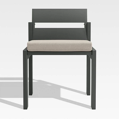 Walker Metal Outdoor Dining Side Chair with Canvas Flax Beige Sunbrella ® Cushions