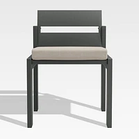 Walker Metal Outdoor Dining Side Chair with Canvas Flax Beige Sunbrella ® Cushions