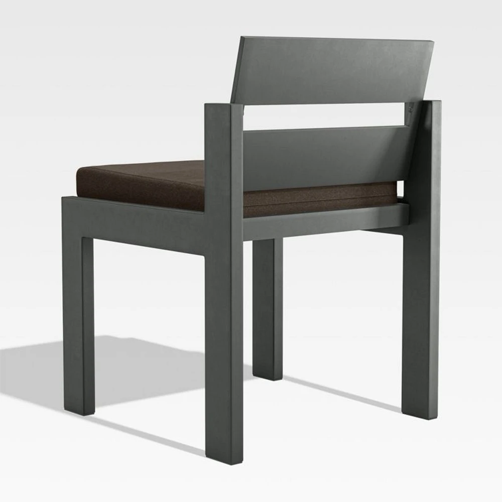 Walker Metal Outdoor Dining Side Chair with Canvas Java Brown Sunbrella ® Cushions