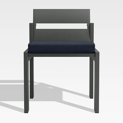 Walker Metal Outdoor Dining Side Chair with Canvas Navy Blue Sunbrella ® Cushions