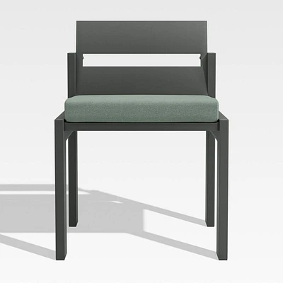 Walker Metal Outdoor Dining Side Chair with Canvas Spa Blue Sunbrella ® Cushions