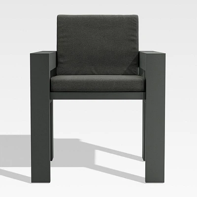 Walker Metal Outdoor Dining Arm Chair with Cast Charcoal Sunbrella ® Cushions