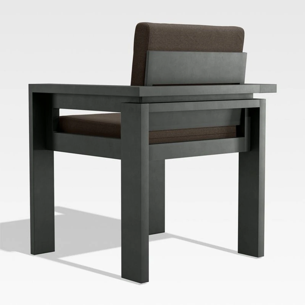 Walker Metal Outdoor Dining Arm Chair with Canvas Java Brown Sunbrella ® Cushions