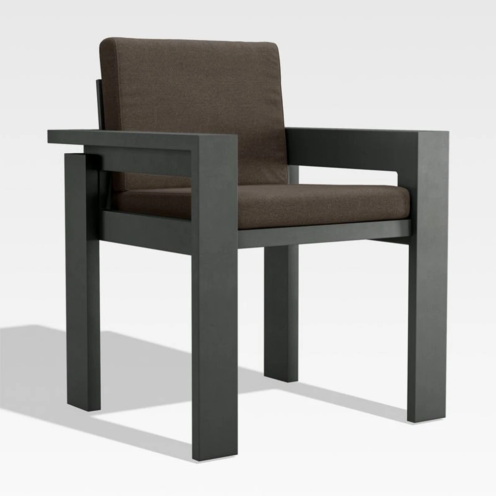 Walker Metal Outdoor Dining Arm Chair with Canvas Java Brown Sunbrella ® Cushions