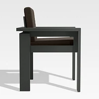 Walker Metal Outdoor Dining Arm Chair with Canvas Java Brown Sunbrella ® Cushions