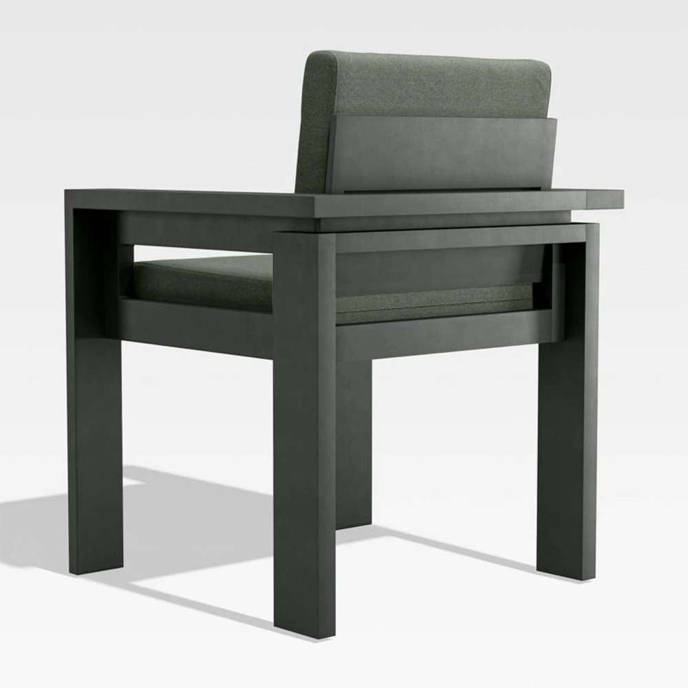 Walker Metal Outdoor Dining Arm Chair with Cast Sage Green Sunbrella ® Cushions