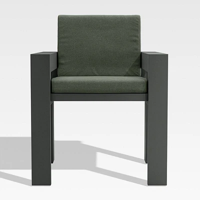 Walker Metal Outdoor Dining Arm Chair with Cast Sage Green Sunbrella ® Cushions