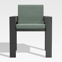 Walker Metal Outdoor Dining Arm Chair with Canvas Spa Blue Sunbrella ® Cushions