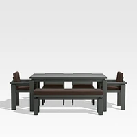 Walker 68" Metal Outdoor Dining Table Set with Canvas Java Brown Sunbrella ® Cushions